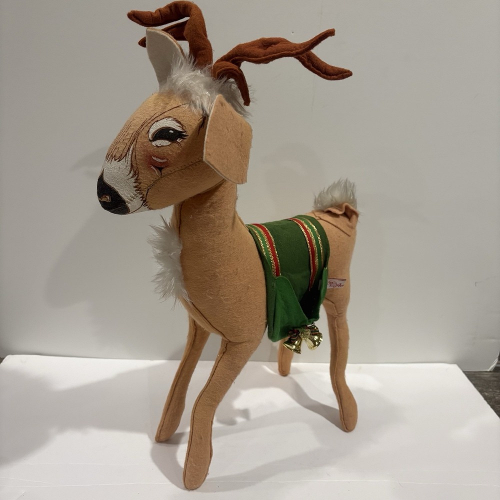 Annalee 18" Reindeer 1996 Vintage Christmas Plush Holiday Deer Saddle Bells